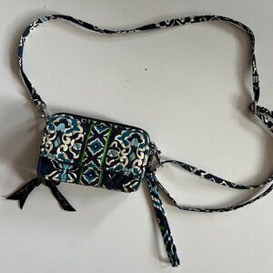 Vera Bradley Mini Purse - blue pattern with long strap